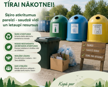 Aicinam iedzīvotājus aktīvāk un atbildīgāk šķirot atkritumus