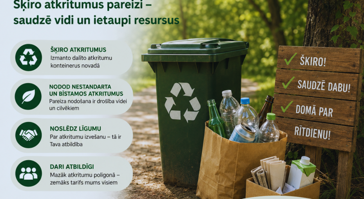Aicinam iedzīvotājus aktīvāk un atbildīgāk šķirot atkritumus